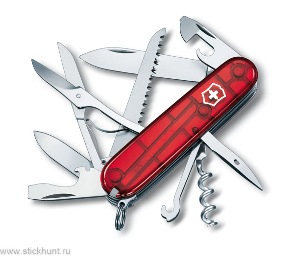 Нож перочинный VICTORINOX Huntsman 15 функций красный прозрачный (1.3713.T)