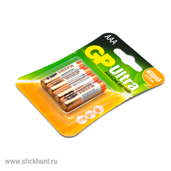 Батарейки алкалиновые GP Ultra Alkaline 24A 1.5V LR03 ААA - 4 шт в блистере