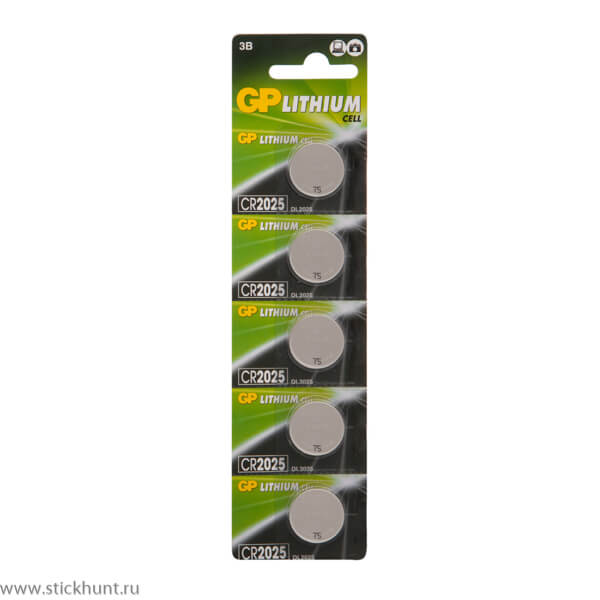 Батарейки литиевые дисковые GP Lithium CR2025 - 5 шт., в отрывном блистере