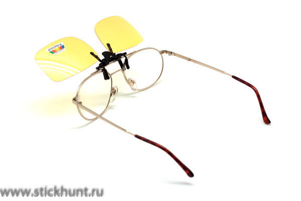 Накомарник клипон на очки Очкимарник Polarized поляризационные линзы желтые 89% картинка