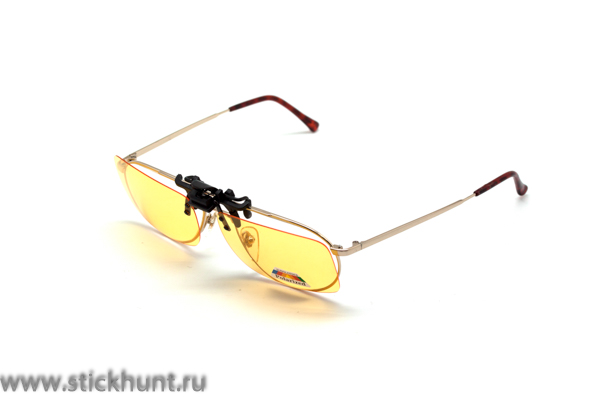 Картинка Накомарник клипон на очки Очкимарник Polarized поляризационные линзы желтые 89%