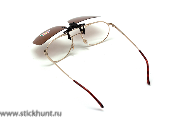 Картинка Накомарник клипон на очки Очкимарник Polarized поляризационные линзы коричневые 23%