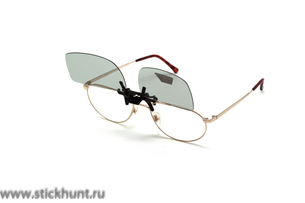 Картинка Накомарник клипон на очки Очкимарник Polarized поляризационные линзы зеркально-серые 50%