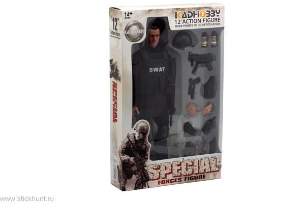 Коллекционная модель солдата Kadhobby Pattiz Toys SWAT Форма спецназа черный