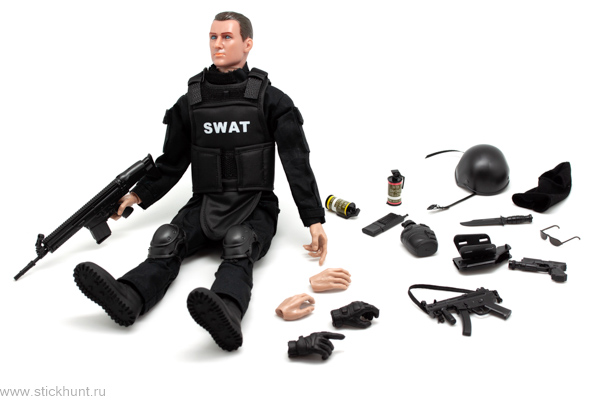 Фото Коллекционная модель солдата Kadhobby Pattiz Toys SWAT Форма спецназа черный