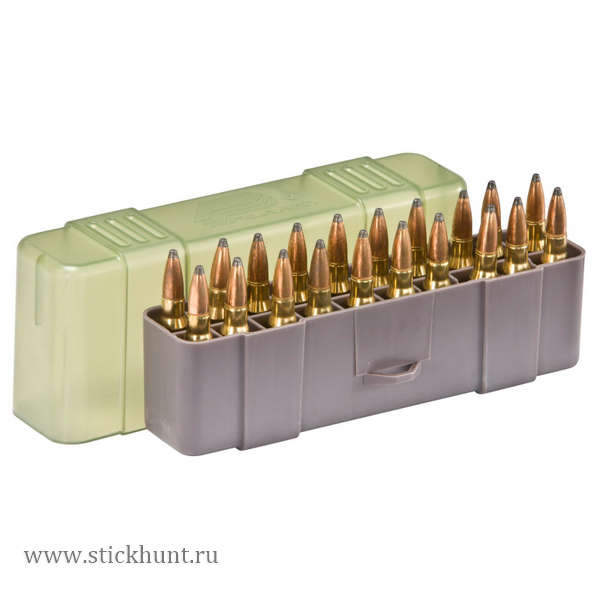 Коробка Plano 1229-20 для хранения 20 патронов .220 Swift, .243 Win, .257, .270 WSM, .300 WSM, .308 Win калибра Хаки