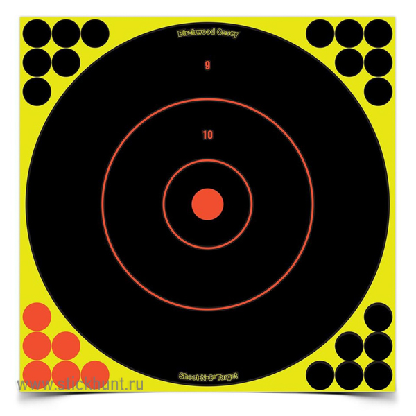 Мишень бумажная Birchwood Casey Shoot Bulls-Eye с проявлением попаданий 300 мм 12 шт