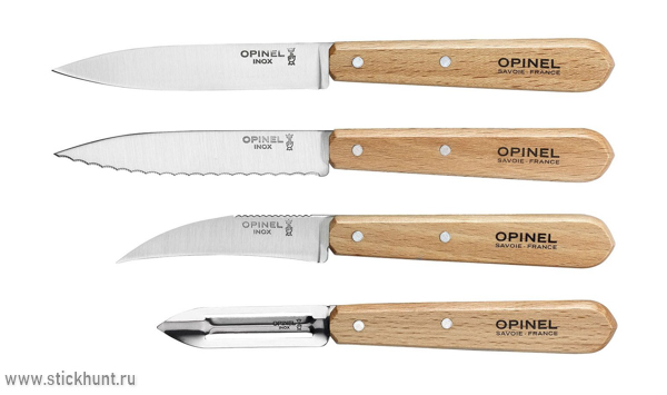 Набор ножей Opinel Les Essentiels №112/113/114/115 - 4 шт, рукоять - бук