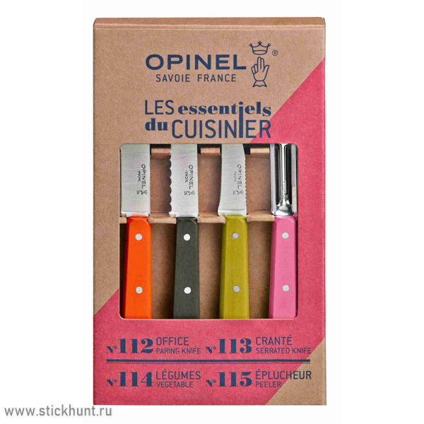 Набор ножей Opinel Les Essentiels №112/113/114/115 - 4 шт, рукоять - бук