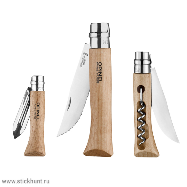 Набор ножей Opinel Nomad Cooking Kit: №10/12/6 с доской и полотенцем, бук