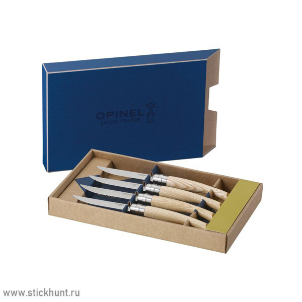 Набор ножей Opinel Table Chic №10 - 4шт, клинок 10 см с зеркальной полировкой, рукоять - ясень