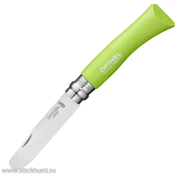 Нож детский Opinel MyFirstOpinel №07, клинок 8 см, рукоять - граб, Зеленый