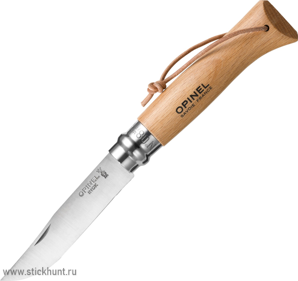 Нож классический Opinel Tradition №08 с темляком, клинок 8.5 см, рукоять - бук