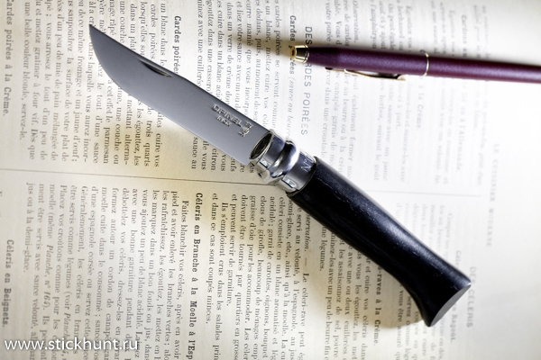 Нож классический Opinel Tradition Luxury №08, клинок 8.5 см с зеркальной полировкой, рукоять - эбеновая