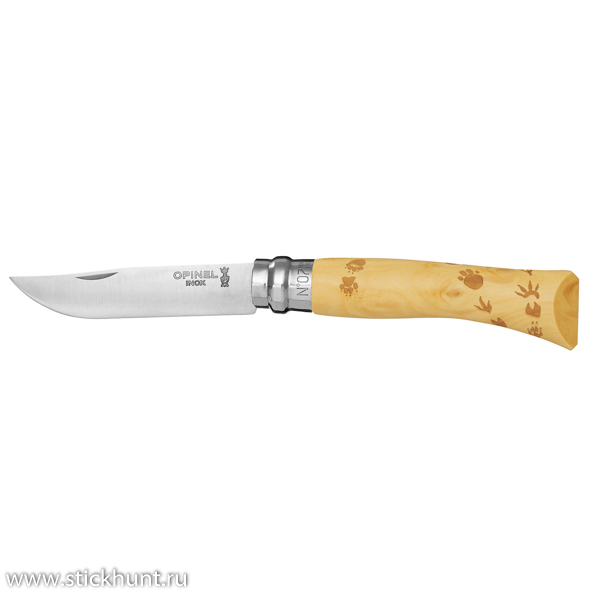 Нож классический Opinel Nature №07, клинок 8 см, рукоять - самшит Следы