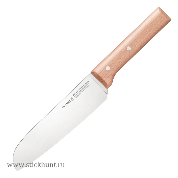 Нож кухонный Opinel Santoku №119 для мяса и овощей, клинок 17 см, рукоять - Бук