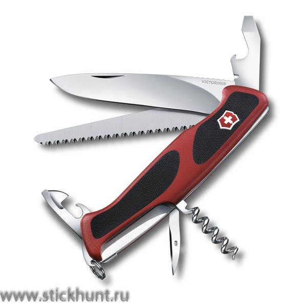 Нож перочинный VICTORINOX Ranger Grip 12 функций блистер красно-черный (0.9563.C)