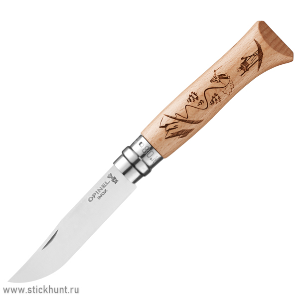 Нож туристический Opinel Alpine Adventures №08-2, клинок 8.5 см, рукоять-дуб