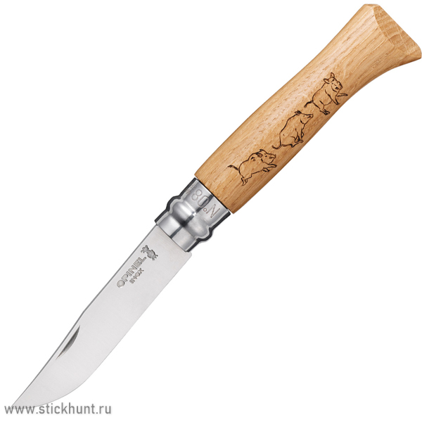 Нож туристический Opinel Animalia №08, клинок 8.5 см, рукоять - дуб, Кабан