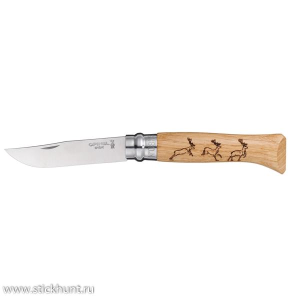 Нож туристический Opinel Animalia №08, клинок 8.5 см, рукоять - дуб, Олень