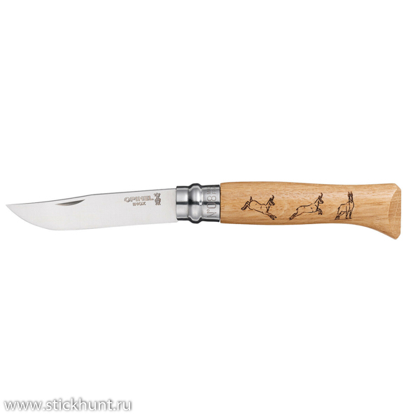 Нож туристический Opinel Animalia №08, клинок 8.5 см, рукоять - дуб, Серна