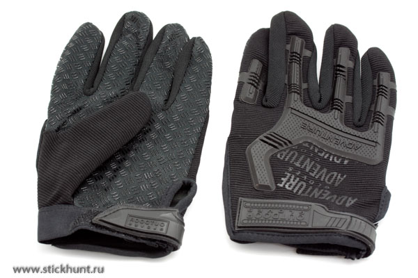 Перчатки тактические Outdoor Gloves Adventure полноразмерные прорезиненные Чёрный