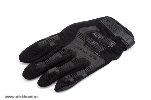 Перчатки тактические Outdoor Gloves Adventure полноразмерные прорезиненные Чёрный