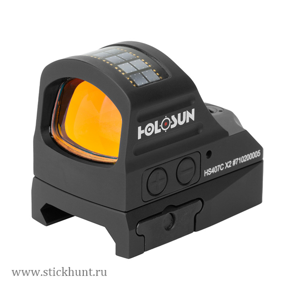 Прицел коллиматорный Holosun OpenReflex Micro HS407C X2 на Weaver / Picatinny с солнечной панелью открытый