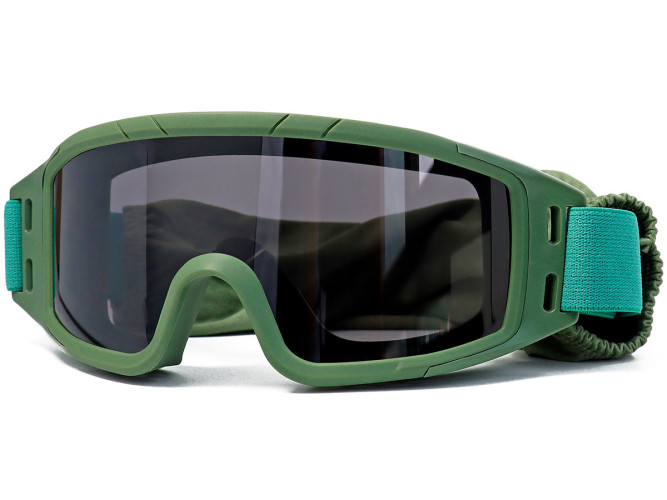 Очки-маска баллистические тактические ShotTime Puma, защитная, оправа зелёная, линза: прозрачная, желтая, серая, чехол