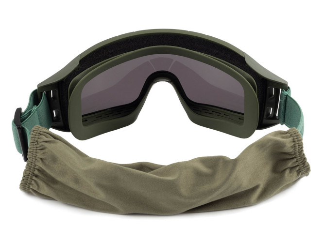 Очки-маска баллистические тактические ShotTime Puma, защитная, оправа зелёная, линза: прозрачная, желтая, серая, чехол