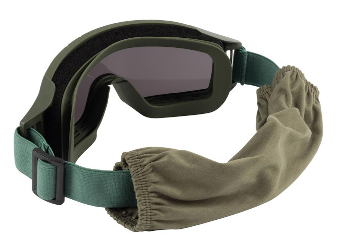 Очки-маска баллистические тактические ShotTime Puma, защитная, оправа зелёная, линза: прозрачная, желтая, серая, чехол