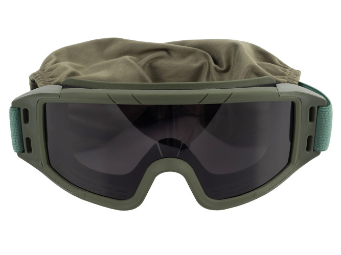 Очки-маска баллистические тактические ShotTime Puma, защитная, оправа зелёная, линза: прозрачная, желтая, серая, чехол