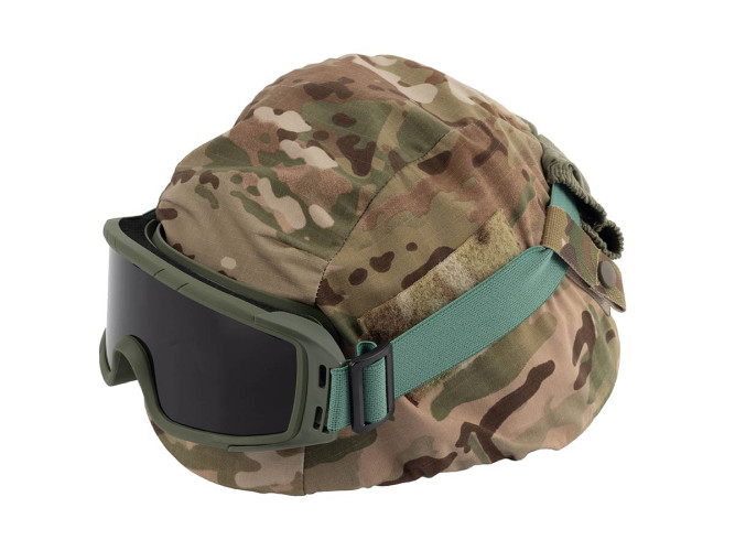 Очки-маска баллистические тактические ShotTime Puma, защитная, оправа зелёная, линза: прозрачная, желтая, серая, чехол