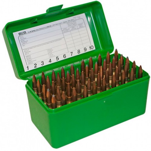Кейс MTM Deluxe H-50-RM-10 для хранения 50 патронов 7.62X39 калибра Зелёный