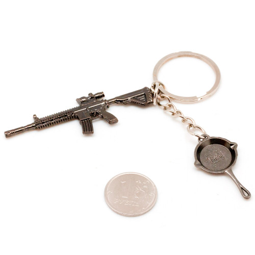 Брелок Microgun XS Винтовка Heckler and Koch M416 с сковородкой Хромированный