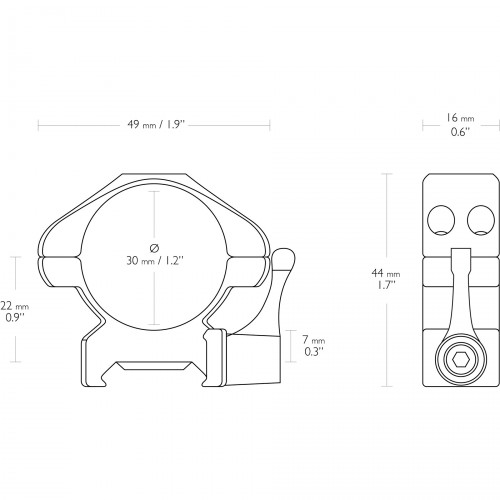 Кольца для прицела Hawke Precision QD (23016) быстросъемные D=30 мм H=7 мм на Weaver | Средний 2 шт