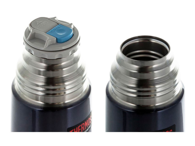 Термос для напитков THERMOS FBB-1000 BC 1L, нержавеющая сталь, клапан, крышка-чашка, Midnight Blue синий "ночное небо"