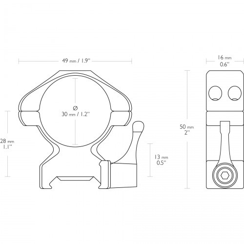 Кольца для прицела Hawke Precision QD (23017) быстросъемные D=30 мм H=13 мм на Weaver | Высокий 2 шт