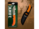 Нож AccuSharp Gut Hook Knife, разделочный, сталь 420, нейлоновый чехол, оранжевый