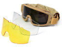 Очки-маска баллистические тактические ShotTime Puma, защитная, оправа хаки, линза: прозрачная, желтая, серая, чехол