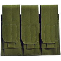 Подсумок поясной Rusforce Tactical Pouch Triple закрытый для 3-х магазинов АК Зелёный