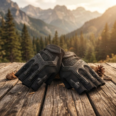 Перчатки тактические Outdoor Gloves Adventure укороченные прорезиненные Чёрный