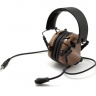 Наушники активные стрелковые Earmor ME5-CO-NOGEL c микрофоном и кабелем для тангенты 22-82 ДБ Койот
