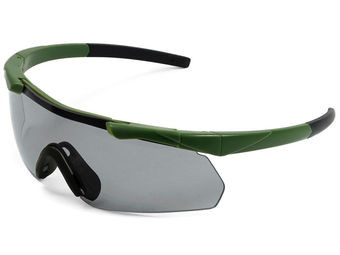 Очки стрелковые ShotTime Caracal защитные зелёные линза серая