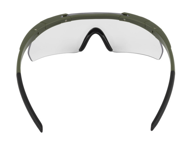 Очки стрелковые ShotTime Caracal, защитные, зелёные, линза прозрачная