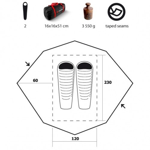 Палатка туристическая Trimm Extreme Escapade-DSL для 2-х человек Оранжевый