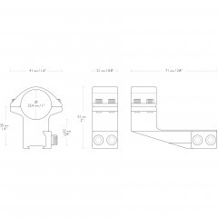 Кольца для прицела Hawke Extension (22121) D=25.4 мм H=22 мм V=71 мм на Призму (9-11 мм) | Высокий 2 шт