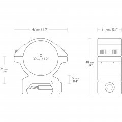 Кольца для прицела Hawke Match (22116) D=30 мм H=9 мм на Weaver | Средний 2 шт
