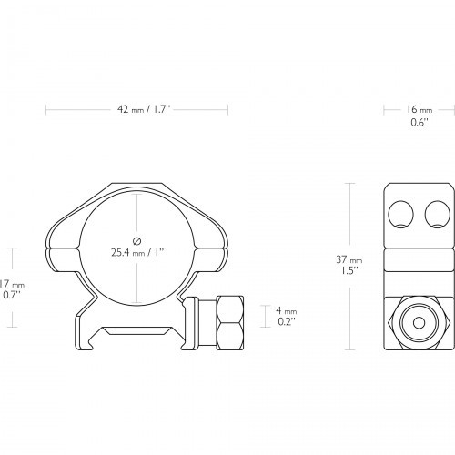 Кольца для прицела Hawke Precision (23000) быстросъемные D=25.4 мм H=4 мм на Weaver | Низкий 2 шт