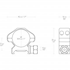 Кольца для прицела Hawke Precision (23000) быстросъемные D=25.4 мм H=4 мм на Weaver | Низкий 2 шт